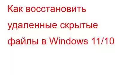 Как восстановить удаленные скрытые файлы в Windows 11/10