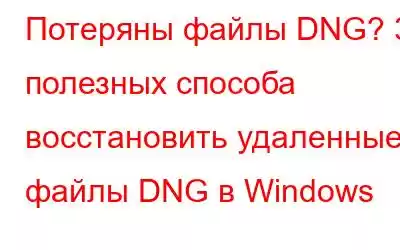 Потеряны файлы DNG? 3 полезных способа восстановить удаленные файлы DNG в Windows